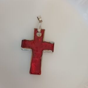 Beautiful Red Cross Pendant Necklace